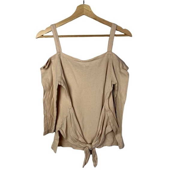 Lucky Brand Light Pink Knit Cold Shoulder Tie Front Long Sleeve M - Picture 1 of 3